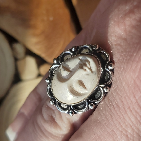 New Carved Goddess Face 925 Silver Ring. - Picture 6 of 9